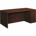 The Hon Co Right Pedestal Desk, 4-1/2in Recssd, B/B/F, 66inx30inx29-1/2in, MY HON10701RNN